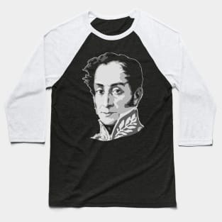 Simon Bolivar Black and White Baseball T-Shirt